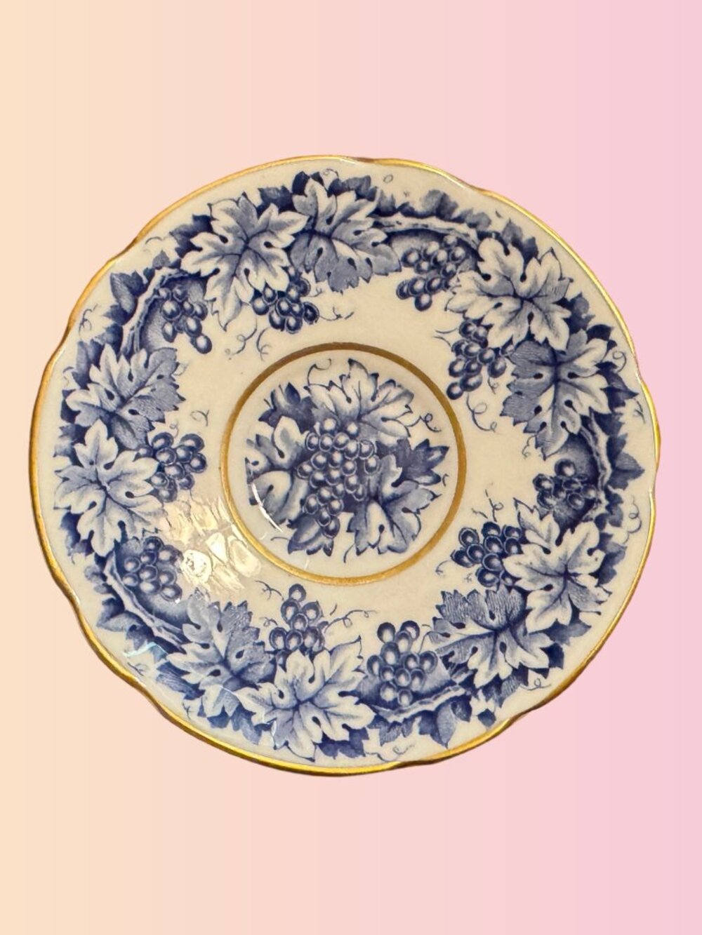 Vintage Paragon Bone China Saucer – Blue Floral & Gold Trim